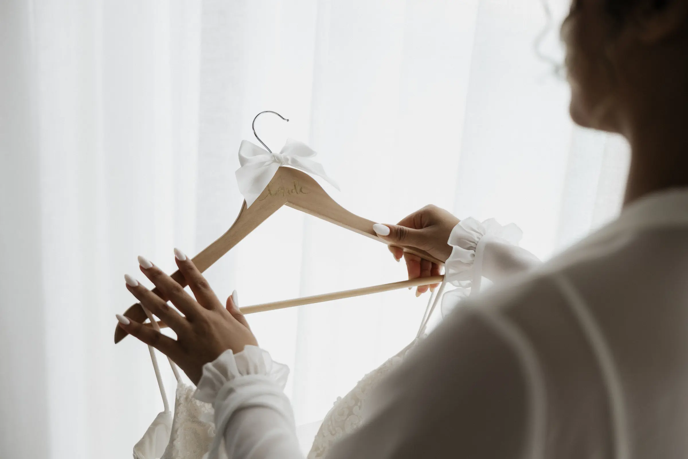 Wedding dress on a hanger