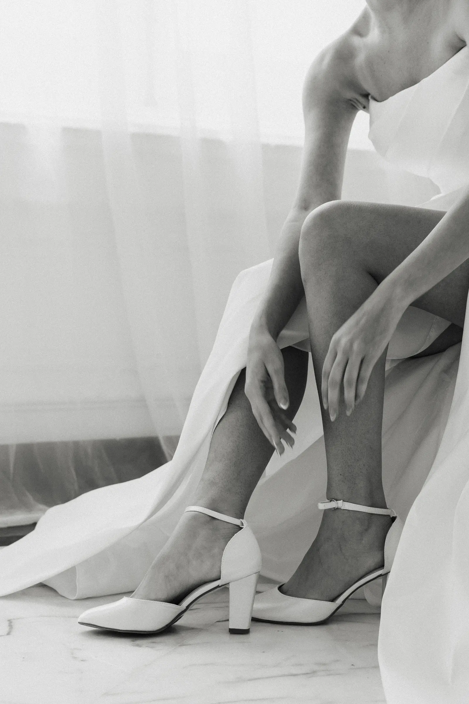 Bride's shoes and dress hem